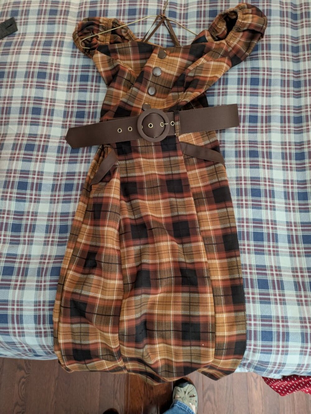 Collectif brown plaid vintage style wiggle dress